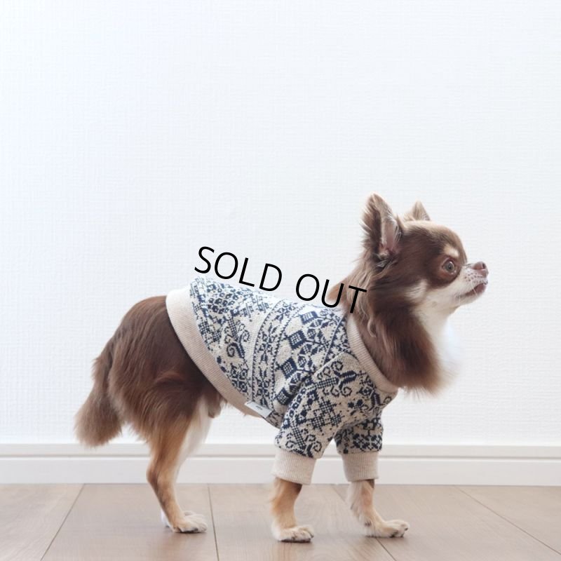 画像5: クロスステッチニット プルオーバー（バニラベージュ×ネイビー） (5)