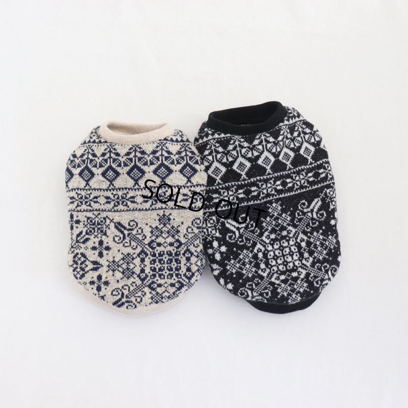 画像14: クロスステッチニット プルオーバー（バニラベージュ×ネイビー） (14)