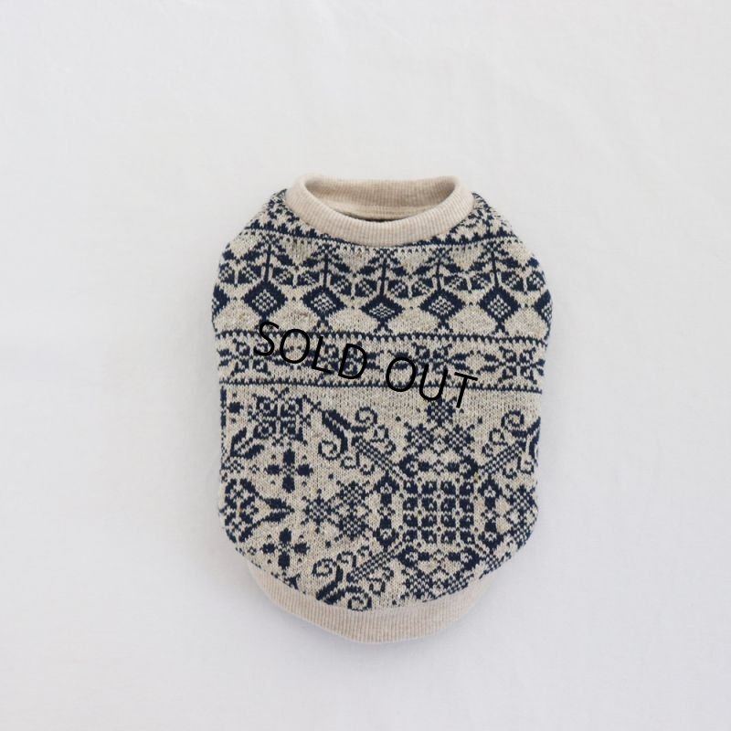 画像13: クロスステッチニット プルオーバー（バニラベージュ×ネイビー） (13)