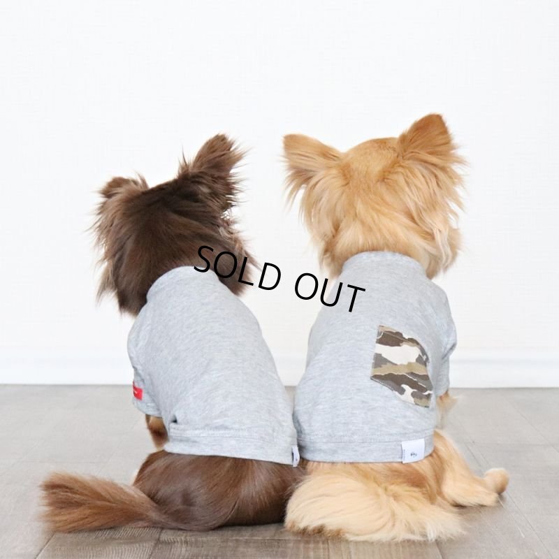 画像1: 蚊よけ生地のTシャツ（カモフラポケット×グレー） (1)