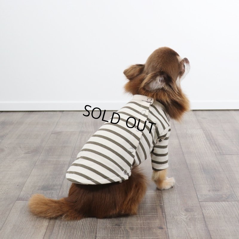 画像7: バックオープンなカットソー（カーキ×生成り） (7)