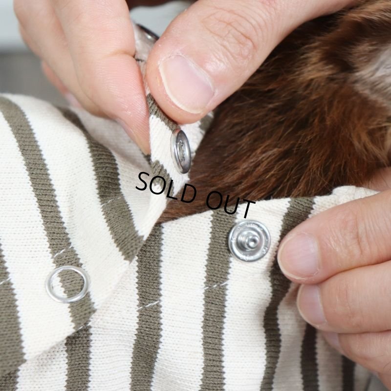 画像14: バックオープンなカットソー（カーキ×生成り） (14)