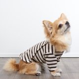 バックオープンなカットソー（ダークブラウン×生成り）