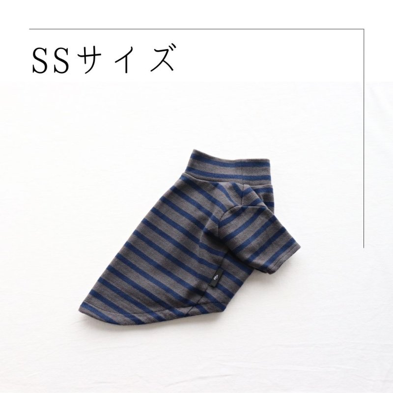 画像1: [完成品] 【20％OFF】4500円→3600円　ボーダーハイネックカットソー（チャコールｘネイビー） (1)