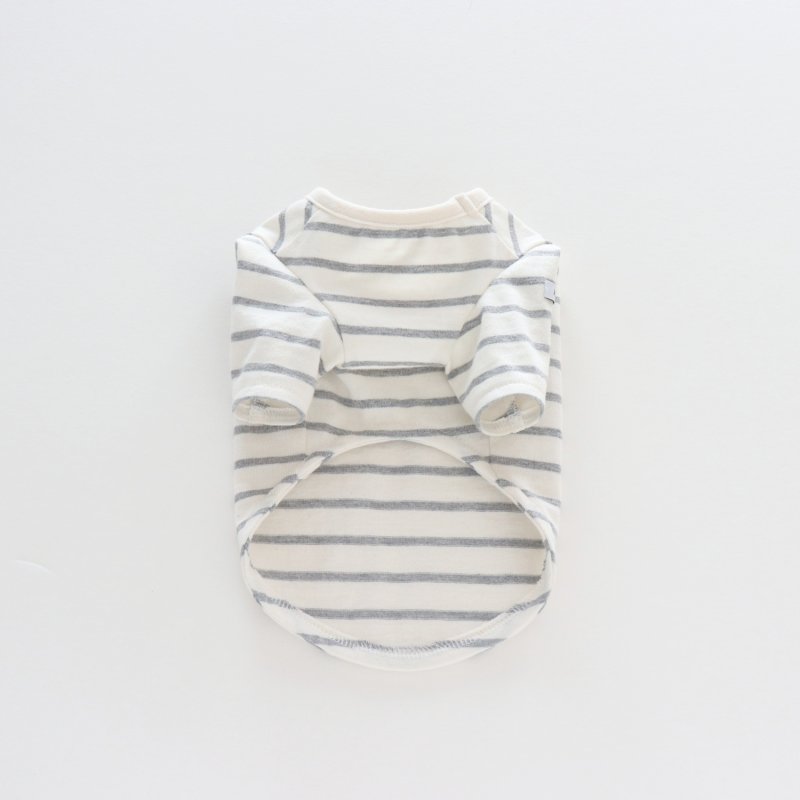 画像31: 薄手なボーダーカットソー（グレー×生成り） (31)