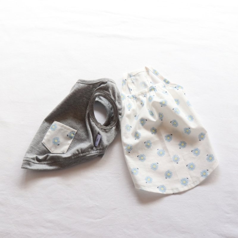 画像21: さわやかなマーガレット柄のキャミワンピース（ホワイト×ブルーマーガレット） (21)